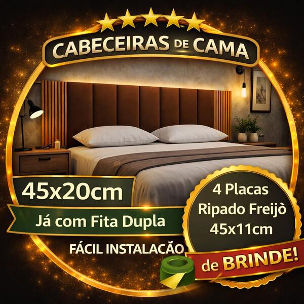 Ripado de Brinde Kit 06 Cabeceiras de Cama Casal Queen Box King - Envio na Hora