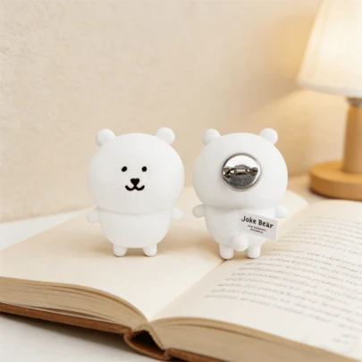 1pc Miniso Self-Mocking Bear Series Badge, Brooch, Bag Charm, Plush Doll, Holiday & Birthday Gift