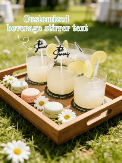 1Pc Custom Wedding Drink Stirrer-Personalized Name Acrylic Cocktail Swizzle Stick, Custom Wedding Supplies, Custom Stirrer Decor, Wedding Bar Accessory, Engagement Party, Bridal Shower, Bachelorette Party, Reception Table Decor, Cocktail Hour Use