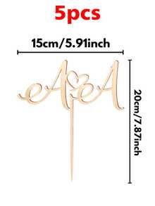 Customized Wedding Cake Topper With Customizable Text, Bride And Groom Wedding Commemorative Decorations, 1/3/5 Pieces Multiple Sizes - Normal - View 15