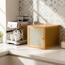 Square Storage Cabinet, Stackable Desktop Storage Box, Home Bar Storage Cabinet, Freely Combined Freestanding Storage Chest, Storage Cube - Marrón - Ver 1