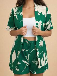 Duna Floral Kimono Set - Lightness, Style And Pockets That We Love! - Green - View 4