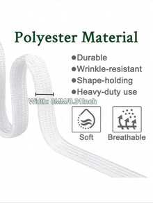 1 Pair Black & White Flat Braided Non-Slip Polyester Casual Sports Classic Sneakers With Shoelaces - White - View 3