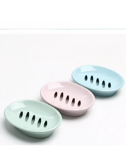 1个双层皂碟，创新便携式防滑椭圆形皂托，厨房淋浴皂碟架，浴室配件