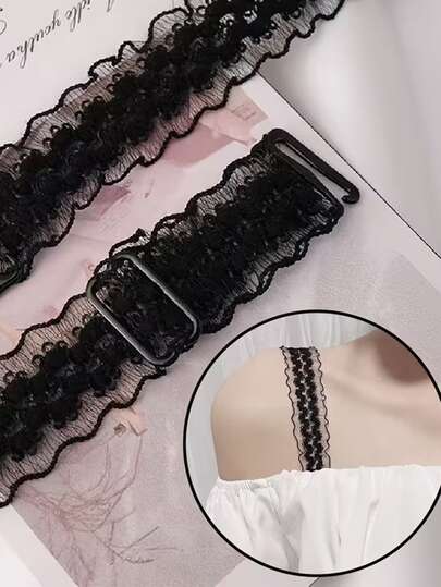 2pcs Adjustable Lace Bra Straps For Women, Elegant Lace Trim Bra Straps, Suitable For Dresses, Tops, Formal/Casual Wear, Compatible With Bras, Camisoles, Bodysuits, Delicate Lingerie Accessory, Versatile Fashion Accessory