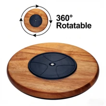 1pc Wooden Rotating Tray, Brown Solid Wood Serving Platter, Suitable For Kitchen, Cabinet, Desk, Room, Living Room, Bathroom, Kitchen Supplies - Rust Brown - View 10