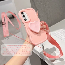 حافظة هاتف بسير رقبة بشكل قلب كبير ثلاثي الأبعاد على طراز الماكرون، قابلة للفصل، مناسبة لسلسلة هواتف آبل 17/17برو ماكس/17 إير/16/15/14/13/12/11، غطاء واقي للهاتف إبداعي، غطاء واقي فاخر ناعم مطفي، حقيبة سير رقبة للهاتف، حافظة هاتف مع سير رقبة - وردي - مشاهدة 2