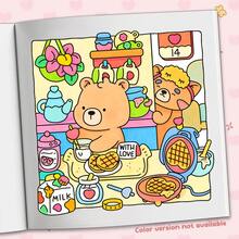 1 pièce Livre de coloriage pour adultes "Love Cuties" de 40 pages 190g - Thème de ballon en forme de cœur + rendez-vous en bus, livre de coloriage doux et apaisant, bonheur féminin pour la Saint-Valentin - J'adore les mignonnes - Voir 5