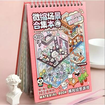 Adesivos Livro 3D Miniatura Cenário De Paisagismo Kawaii Fofo DIY Scrapbooking 45 páginas