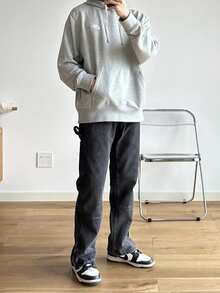 Nike Sportswear Club 纯色 Logo 印花卫衣，男款，灰色 - 灰色 - 查看 7