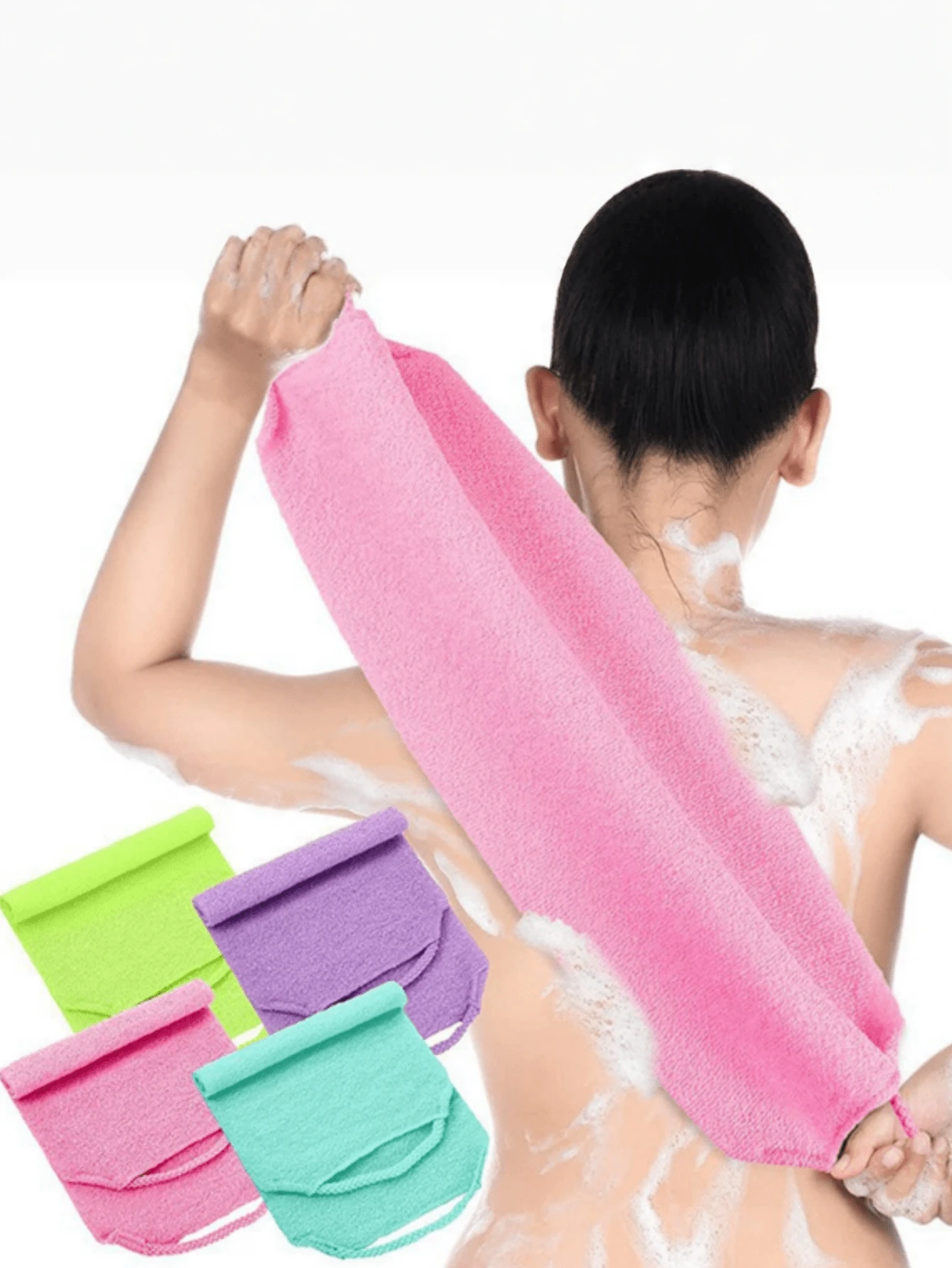 1pc/3pcs/5pcs Adjustable Back Scrubber Towel - Thick & Long Exfoliating Towel, Powerful Exfoliating Mud Remover For Bathing - Pulling Towel - View 1