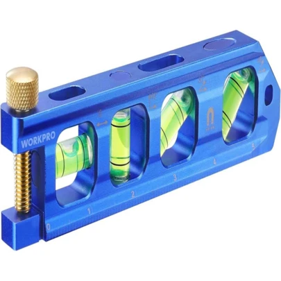 WORKPRO Magnetic Torpedo Level, Conduit Bending Level, Bubble Vials For 0°\/90°\/30°\/45° Measurements, Aluminum Alloy Construction, 6.3-Inch, Cobalt Blue