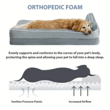 Orthopedic Large Dog Bed For Large Dogs - Thick Memory Foam Sofa With Washable Cover & Non-Slip Bottom, Supports Up To 45kg / 99lbs, Available In Multiple Sizes & 2 Colors - Dark Grey - View 3