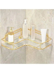 Luxury Acrylic Corner Shelf: Wall-Mounted Bathroom Storage Rack For Storing Cosmetics And Accessories - Gold - View 5