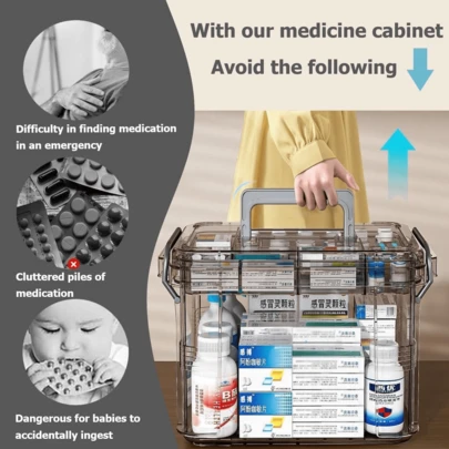 Green High Transparency Clear Pill Box, Multi-Compartment Medication Organizer Box With Reminder For Elderly And Children, Portable Waterproof Capsule Storage Box, Household Essential, Great For Valentine's Day, Ramadan, Eid Al-Fitr