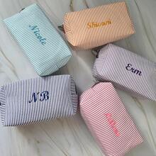 Embroidered Makeup Bag, Customized Corduroy Makeup Bag, Sanitary Pad Storage Bag, Travel Makeup Bag, Personalized Storage Bag, Gift For Women, Embroidered Corduroy Bag, Customized Corduroy Makeup Bag, Personalized Corduroy Bag, Travel Case, Toiletries, Sunscreen Bag, Bridesmaid Gift, Corduroy Makeup Bag, Spacious - Multicolor - View 5