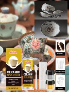 Ceramic Repair Kit - Deep Bonding Glue To Mend Broken Ceramics, Glass Cracks, Artistic Textures - C - View 2