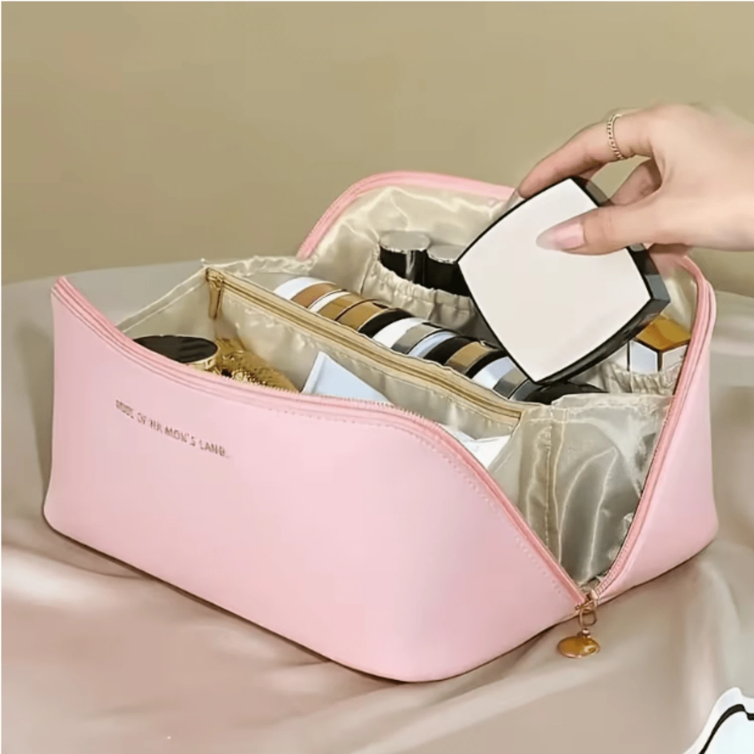 1 PC Elegant Makeup Bag - Portable Travel Storage Box, Handbag Style, Suitable For Makeup And Toiletries, Perfect Christmas, Halloween, Thanksgiving Gifts, Makeup Travel Storage Box - Hồng - Xem 1