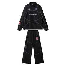 Supreme Reflective Piping Tracksuit Set | 2-Piece Half-Zip Hooded Jacket & Track Pants, Lightweight Windbreaker Techwear In Black, Blue & Red - 黑色套裝 - 查看 4