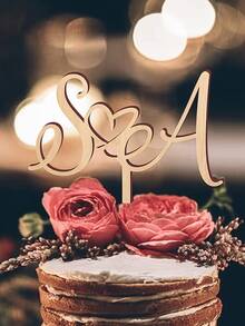 Customized Wedding Cake Topper With Customizable Text, Bride And Groom Wedding Commemorative Decorations, 1/3/5 Pieces Multiple Sizes - Normal - View 6