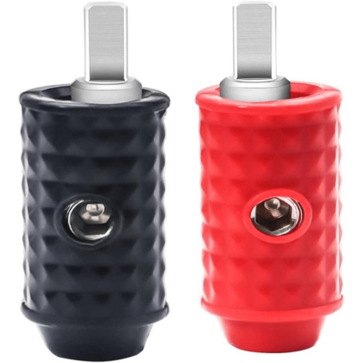 Recoil WR48P Amplifier Power_Ground Input Wire Gauge Reducer Brass 4 Gauge To 8 Gauge With Red_Black Silicon Covers, Marine-Grade Satin Chrome Finish, Pair