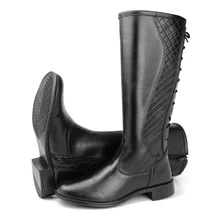 Elegant Women's Riding Boot, High Shaft, Lace-Up, Side Zipper, Soft And Comfortable, New Winter Collection - màu đen - Xem 4