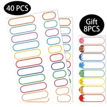 40pcs Daycare Labels, Waterproof Baby Name Labels, Washable Bottle Labels, Reusable Self-Adhesive Label Stickers, Waterproof Writing (Includes 8pcs Animal Labels) - Solid Color (includes 8 Piggy Baby Bottle Labels as a Gift) - View 1