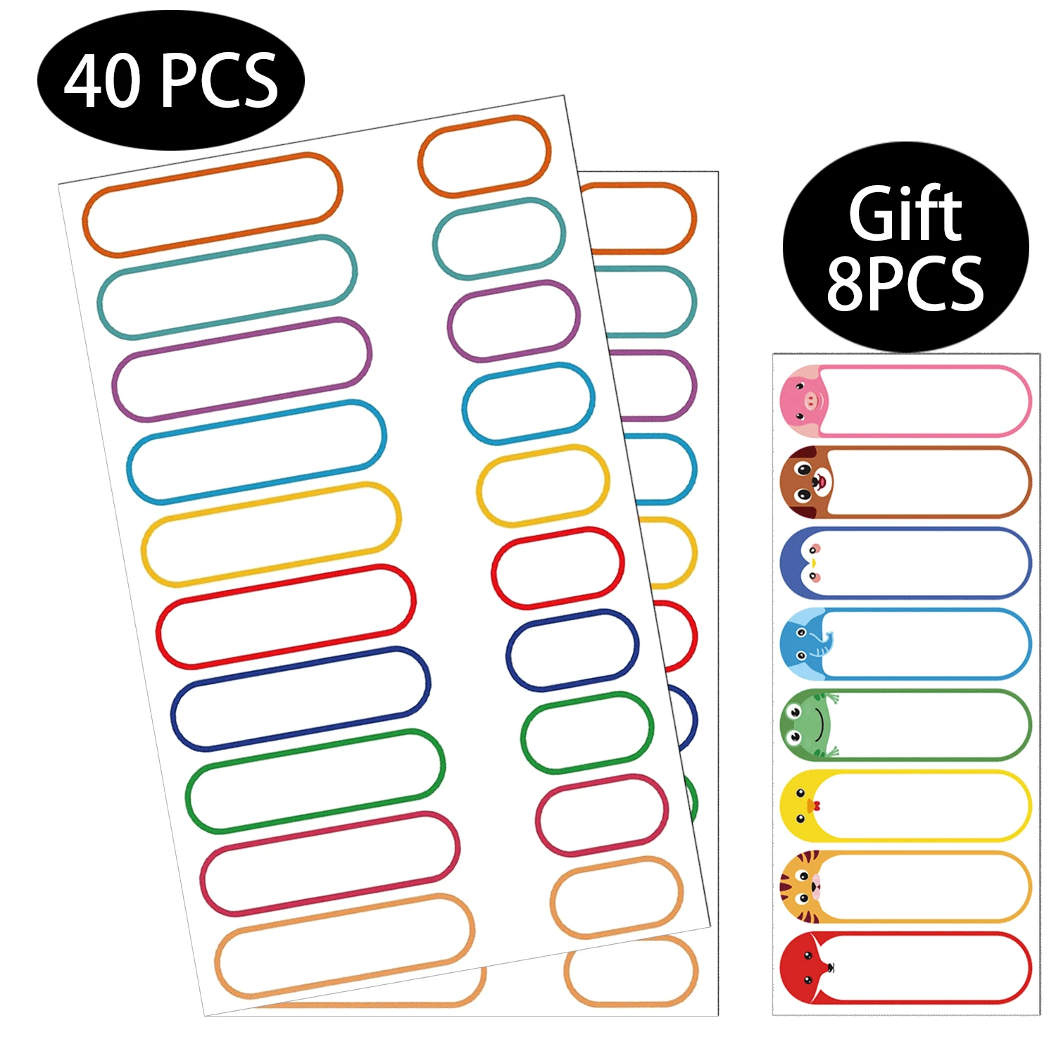 40pcs Daycare Labels, Waterproof Baby Name Labels, Washable Bottle Labels, Reusable Self-Adhesive Label Stickers, Waterproof Writing (Includes 8pcs Animal Labels) - Solid Color (includes 8 Piggy Baby Bottle Labels as a Gift) - View 1