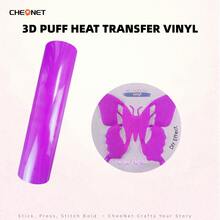 CHEONET 3D 立体压纹热转印乙烯基卷材 - 9.8 英寸 x 5 英尺，1 卷装，熨烫式，适用于 T 恤、包袋和纺织品，耐高温烫金雕刻膜，混色 - 彩色 - 查看 57