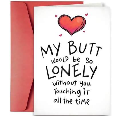 1 pieza Tarjeta de felicitación de amor Tarjeta de cumpleaños Tarjeta divertida del Día de San Valentín con la cita "Mi trasero estaría tan solo sin ti" Diseño travieso para aniversario, cumpleaños para él, esposo, esposa, novio, perfecto para amigos, familia, colegas, parejas, fiesta de boda, fiesta de graduación, cualquier ocasión, tarjeta de invitación, tarjeta de regalo, tarjeta de felicitación, tarjeta de agradecimiento, tarjeta de cumpleaños