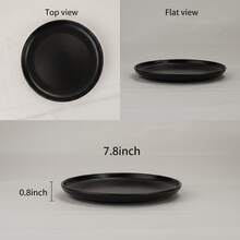 Bộ 4 đĩa ăn tối/salad bằng gốm sứ, viền lượn sóng, đường kính 7.5 inch, thích hợp dùng cho món tráng miệng, salad, khai vị, bữa tối nhỏ, v.v., an toàn khi sử dụng trong lò vi sóng và máy rửa chén, chống trầy xước, màu đen mờ. - màu đen - Xem 3
