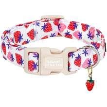 Elegant Pink Dog Collar With Cute Strawberry Pattern, Adjustable Pet Collar With Quick Release Buckle, Suitable For Dogs - Red - View 1