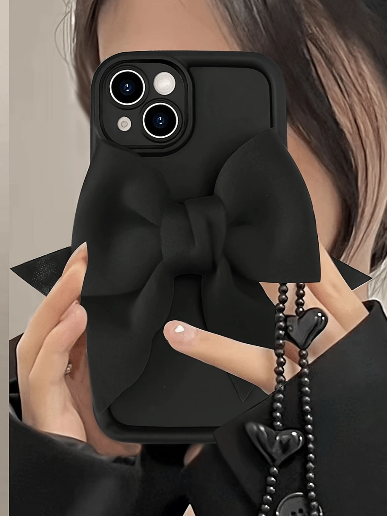 Butterfly+Phone Case+Wristband Anti Fall Phone Protective Case Phone Case Protective Case Suitable For IPhone 16 15 14 13 12 11 Pro Max PLUS - Black - View 1