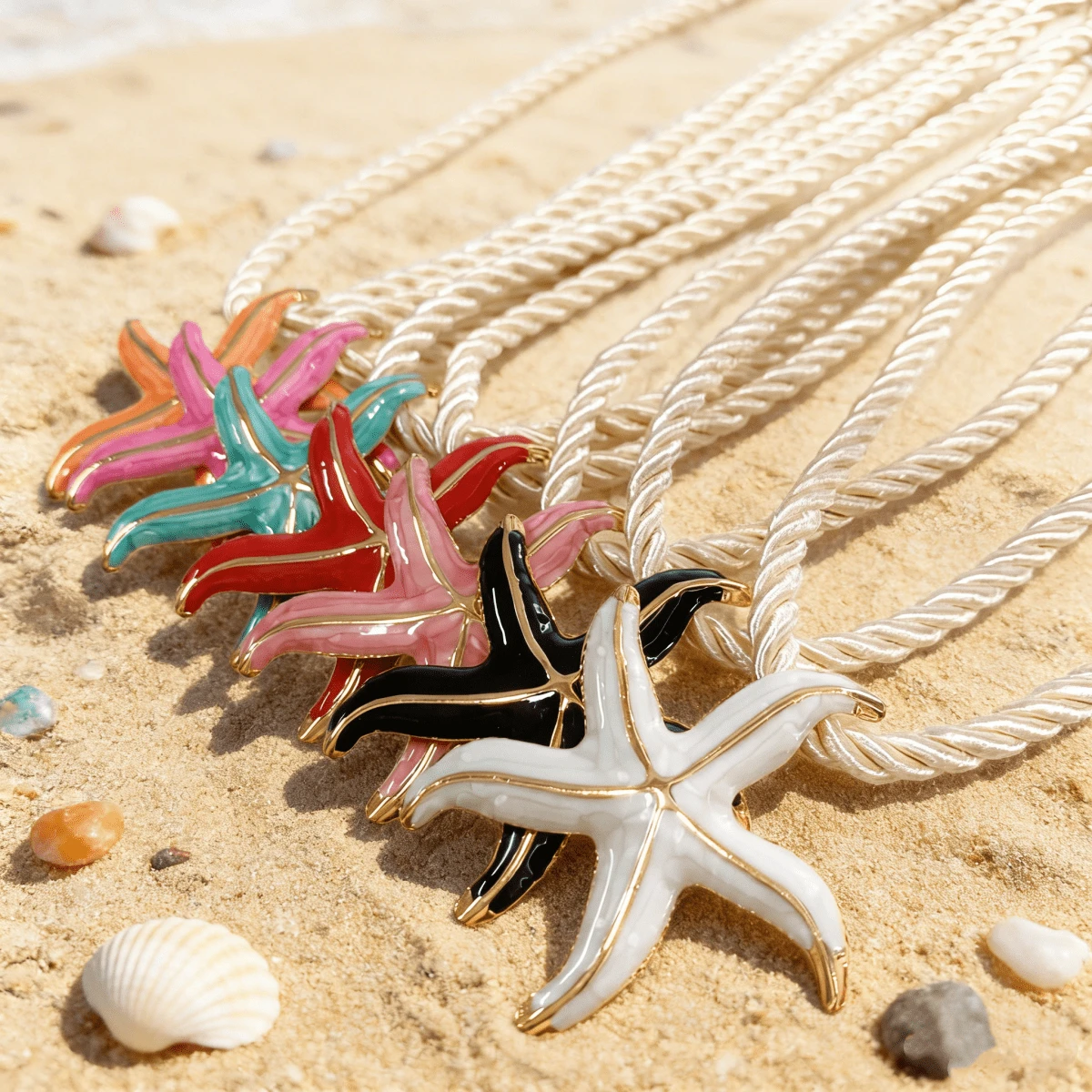 Collar exagerado con colgante de estrella de mar, estilo playa y océano - collar de estrellas de mar - Ver 1