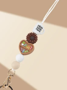 1个咖啡杯和雏菊心形吊坠挂绳，教师节礼物，适合挂在证件/钥匙链上，送给朋友、家人、老师的礼物，返校礼物 - 彩色 - 查看 4