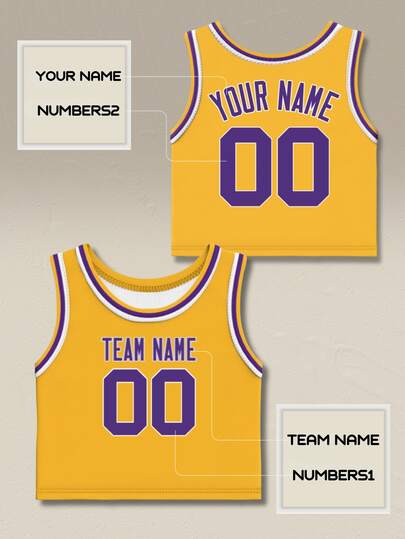 Áo croptop kiểu áo bóng rổ có thể tùy chỉnh - Tên và số có thể chỉnh sửa, phong cách đường phố, giao hàng nhanh, ghi điểm ngoài sân bóng.