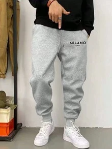 1pc Men's Solid Color Minimalist Style Versatile Knit Pants, Printed With Cross Pattern, Fashionable And Suitable For Sports And Casual Occasions, Diverse Styles, Comfortable . An Excellent Present. - Light Grey - View 6