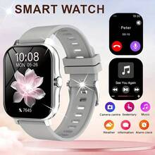 1,83-calowy, w pełni dotykowy ekran, unisexowy smartwatch z następującymi funkcjami: odbieranie połączeń, powiadomienia o wiadomościach, sterowanie muzyką, zdalny aparat, krokomierz, śledzenie kalorii, wiele trybów sportowych, alarm, powiadomienia o połączeniach i wiadomościach, kompatybilny z systemami Android i iOS - Wielokolorowe - Zobacz 11