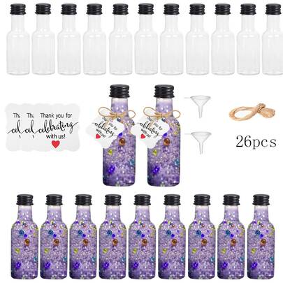 26pcs Spiral Cap Small Gift Containers, Reusable Mini Glass Jars For Beverage Dispenser, DIY Snack Mixing, Party Supplies, Holiday Celebration, Valentine's Day Gifts, Birthday, Home Snack Display, Suitable For Coffee, Juice, Party Favors, Outdoor Snacks