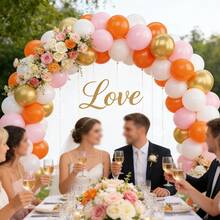 36pcs/Set Orange Balloon Kit, Balloon Ribbons/Metallic Finish, Gold Metallic Balloons, Neutral Bridal Shower Party Decorations, Suitable For Anniversary/Birthday Party/Bachelor/Bachelorette Party/Gender Reveal, Gift - Multicolor - View 4