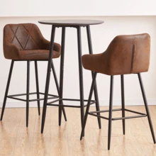 AINPECCA Bar Stools Set Of 2/4, Velvet Breakfast Bar Stools With Upholstered Seat, Armrest And Metal Leg For Home Kitchen, Breakfast Bar, Counter - Brown - View 5