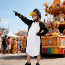 Pinguinkostüm – Karnevalskostüm bestehend aus Hut, Pinguinanzug und Handschuhen. Stilvolles Design, perfekt für Partys, Karneval, Cosplay und andere festliche Anlässe. Eine ideale Geschenkidee. - Weiss - Übersicht 4