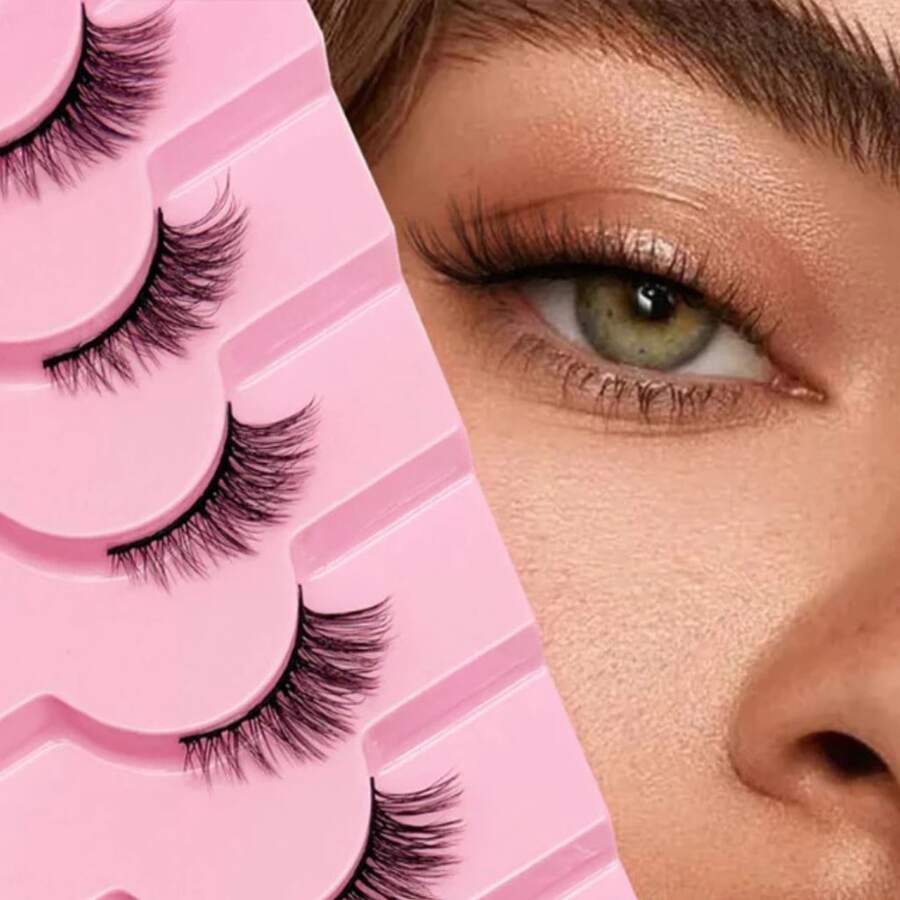 5 Pairs Of False Eyelashes, Beautiful Fairy Doll Cat Eye Simulation Extensions - 01 - 查看 1