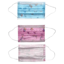 Paquete con 50 Cubrebocas de Triple Capa Termosellados Infantiles con Diseño - 3 cajas = 1 Blanco + 1 rosa + 1 azul - Ver 3