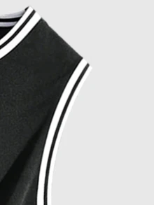 Áo tank top thể thao nam cổ tròn phong cách retro Mỹ, viền tương phản, thích hợp cho mùa hè. - Nhiều màu - Xem 4