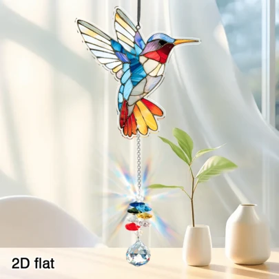 2D Atrapasol de acrílico plano con diseño de colibrí de primavera para decoración de ventanas, adecuado para hogares, cafés y restaurantes. Un excelente elemento de decoración colgante para el jardín exterior. Un regalo perfecto para amigos en festivales. Con cuentas de colores y colgantes de cristal, es adecuado para la decoración del hogar, el colgado en ventanas y la decoración de árboles. Atrapasol para puertas y ventanas.