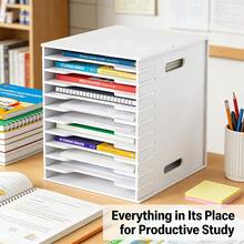 Kệ đựng hồ sơ 12 tầng màu trắng tối giản, kệ lưu trữ giấy tờ, thích hợp cho văn phòng và gia đình. - Mảnh duy nhất - Xem 12