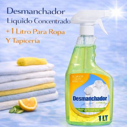 Desmanchador Líquido Citrus 1 Litro En Atomizador Para Ropa Y Tapicería Producto Para Limpieza De Textiles Y Tratamiento De Manchas De Uso Diario Diseñado Para Aplicación Directa En Prendas Y Superficies Textiles Adecuado Para Ropa De Uso Diario Camisas Pantalones Playeras Uniformes Sábanas Toallas Y Textiles Del Hogar Así Como Para Limpieza De Tapicería Muebles Sillones Sofás Sillas Colchones Cortinas Y Telas Lavables Ideal Para Uso Doméstico Y Profesional En Casa Departamentos Oficinas Escuelas Y Negocios Práctico Gracias A Su Atomizador Que Facilita La Aplicación Controlada Y El Uso Inmediato Presentación 1 L Ideal Para Limpieza Frecuente Mantenimiento Regular Y Cuidado Textil