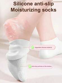 1/2/3/5双装防水沙滩/游泳袜，软底，弹性，保湿，防裂，硅胶材质，男女通用休闲款，纯色圣诞礼物 - 彩色 - 查看 5