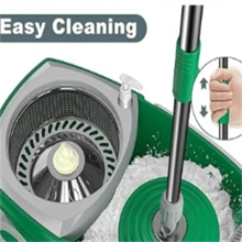 Compartment Spin Mop And Bucket, Mop And Bucket With Wringer Set,360°Rotating Spinning Mopping For Floor Cleaning With 6 Microfiber Replacement Heads, 61" Extended Handle, 2X Wheel - Deep Green - A - View 3